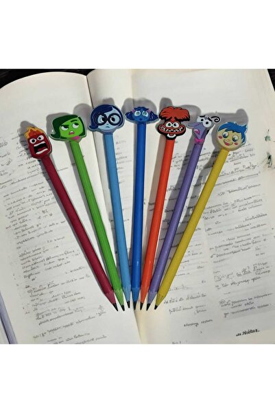 Butik Jibbitz 7 Adet Ters Yüz Karakter Emojili Eğlenceli Kurşun Kalem Seti