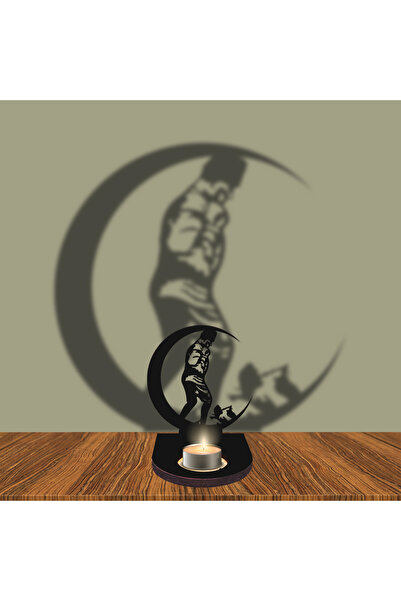Home Atatürk Özel Tasarım siyah Gölge Mumluk 3D lazer ahşap mdf kesim mum ışı...