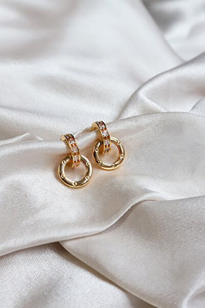 Brillo Zirkon Taşlı Sarmal Halka Küpe