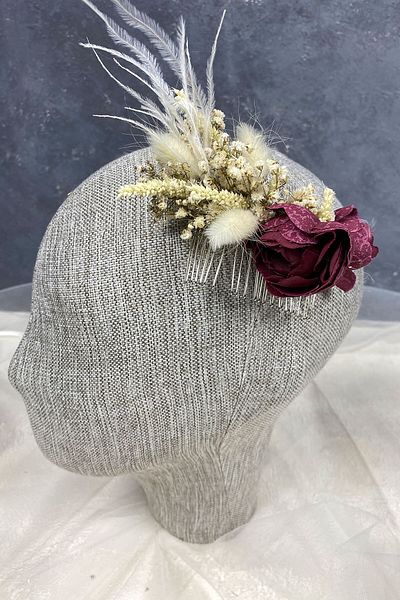 Hayalperest boncuk Accesoriu de păr festonat cu pene și flori Cipso