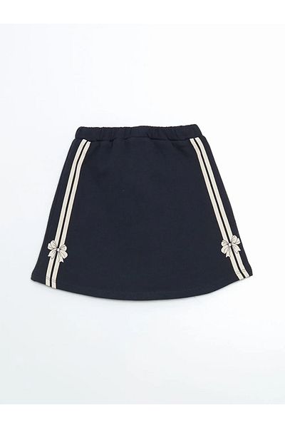 LC Waikiki Lcw Kids Navy Blue Girls' Shorts Skirt with Elastic Waistband Detail