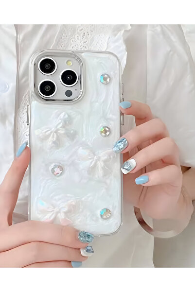 HYPERSOFT Iphone 16 Pro Max (6.9 inç) Uyumlu Simli Kabartma Figürlü Parlak Ep...