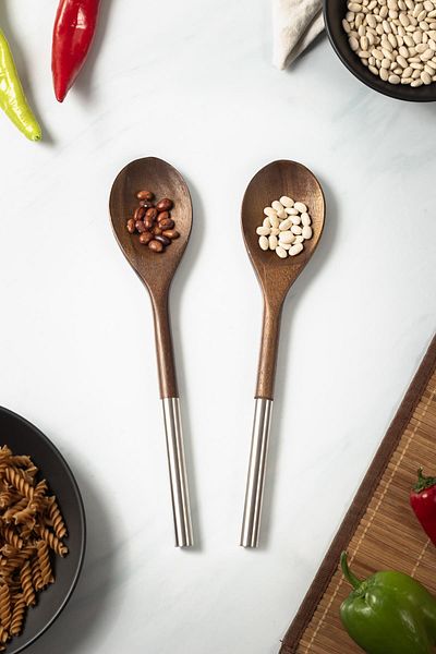 Hangora Acacia 2-Piece Serving Spoon & Presentation Spoon & Salad Serving Set