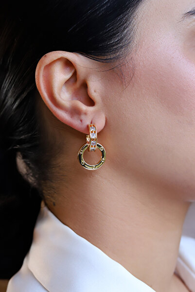 Brillo Zirkon Taşlı Sarmal Halka Küpe