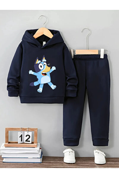 Little Wears Bluey Kız Ve Erkek Çocuklar Için Premium 3. İplik Compact Sweatshirt & Eşofman Takımı