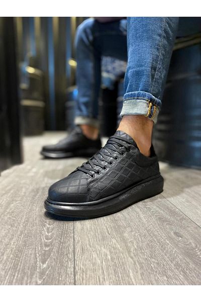 Knack High Sole Casual Shoes 044 QUILTED Black (Black Sole)