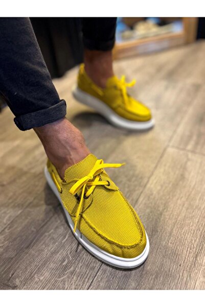 Knack Yellow Linen Seasonal Shoes - High Sole 009