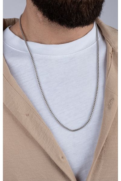Piercing Market Steel & Silver Men's Steel Twist Model 316 L Stainless Anti-Tarnish Design Necklace