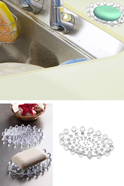 zeixpow Şeffaf Silikon Katı Sabunluk Lavabo Kenarı Sabun Tutucu Sabunluk