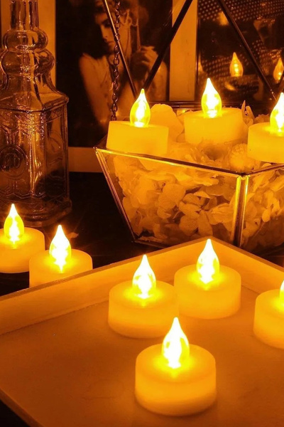 ALSHOP Sevgililer Günü Masa Mumu Led Mum 10 Adet Ledli Mum Model Işıklı Tealight Mum Pilli
