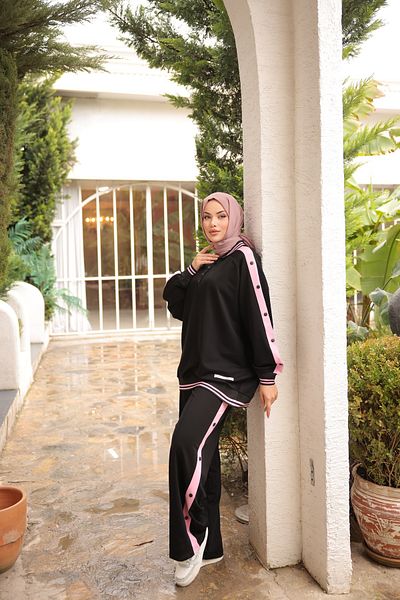 Wovi Moda Σετ αθλητικής φόρμας με κουμπιά - Σετ κάτω και επάνω