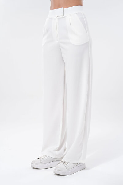 vuvutasarım Крепкова тканина на липучках, широкі штанини з кишенями, білі жіночі штани 001