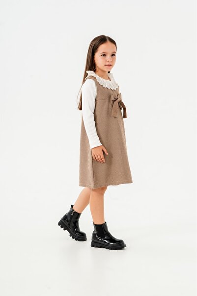 Smile Kids Fiyonklu bebe yaka 2'Li Kız Elbise