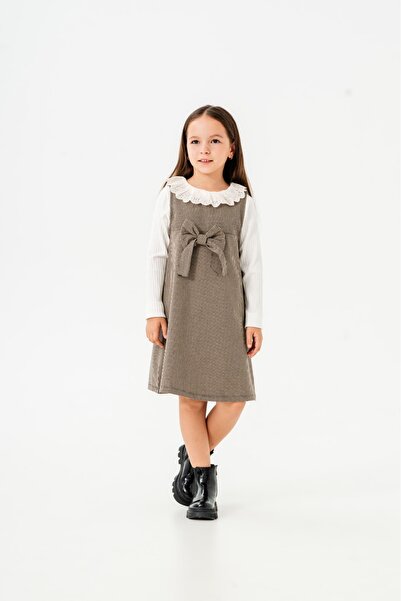 Smile Kids guler tip Peter Pan Rochie pentru fete din 2 piese cu fundita