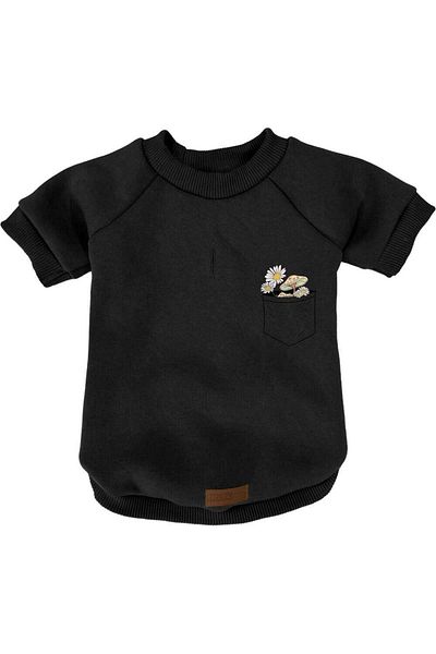 MPZ Pets Cat and Dog Clothing & Dress - Black Sweatshirt and Floral Pocket