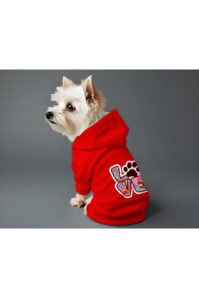 MPZ Pets Cat and Dog Outfit & Gown - Red Hoodie Love
