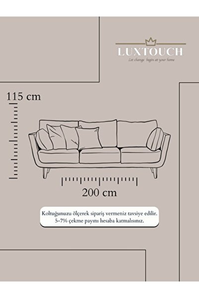 Lux Touch Liva Pompom Coffee Seat Cover - 2 Pieces 115X200 cm Tufted Sofa Divan Sofa Bed Armchair