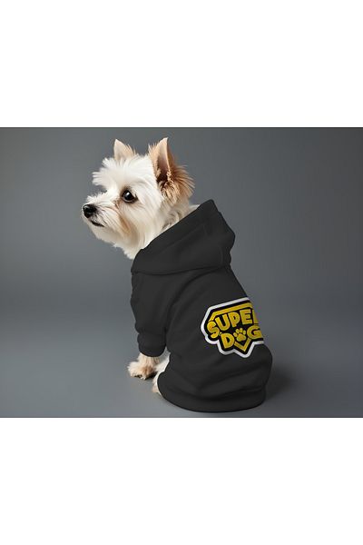 MPZ Pets Cat and Dog Outfit & Gown - Black Hoodie Super Dog