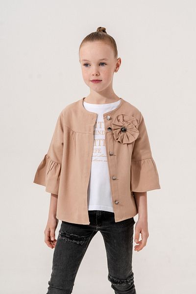 GİYİCEM TEKSTİL Girl's Floral Shirt Double Girl's Set