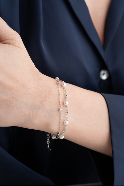 Silvano Jewelry 925 Ayar Gümüş İnci Model Trend Bileklik