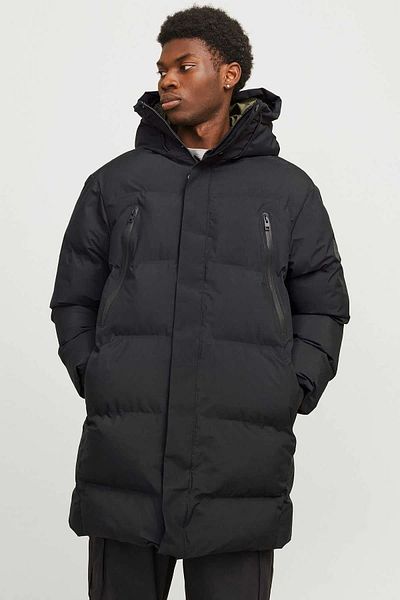 Jack & Jones Puffer Jacket Cold Proof Black Men's Puffer Long Coat