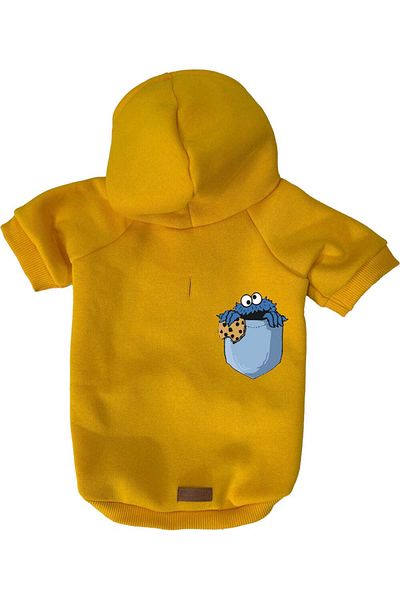 MPZ Pets Yellow Hoodie and Cookie Pocket, Cat and Dog Outfit & Dress