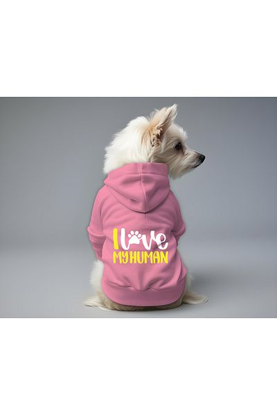 MPZ Pets Cat and Dog Outfit & Dress - Pink Hoodie I Love Human