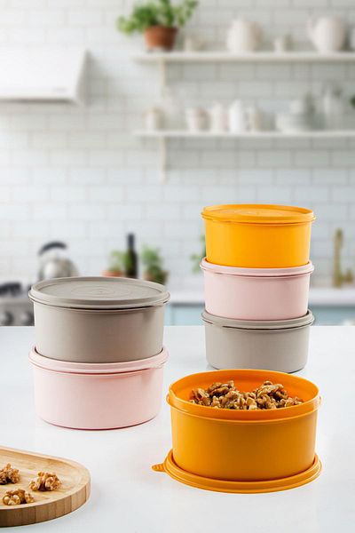 AC BOX 6 Round Storage Containers & Breakfast Cups (1200 ml)
