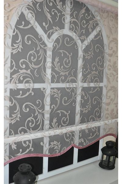 StorBurada Double Mechanism Pink Tulle Roller Blinds Stb-130