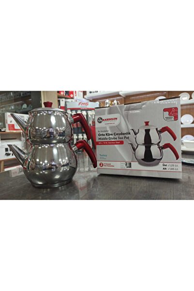 konak züccaciye Orta Boy Küre Çaydanlık Kırmızı Saplı