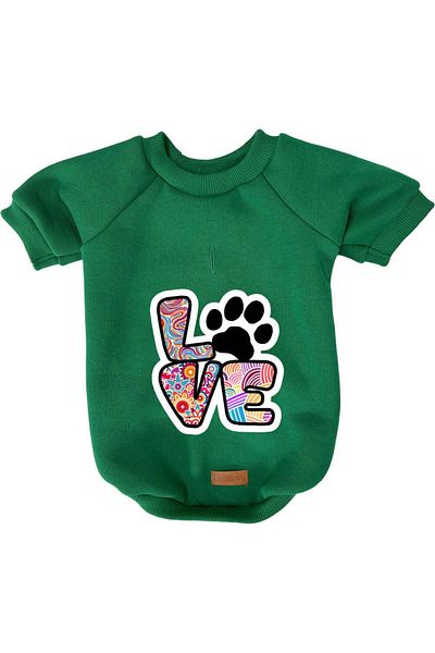 MPZ Pets Cat and Dog Outfit - Green Love Sweatshirt