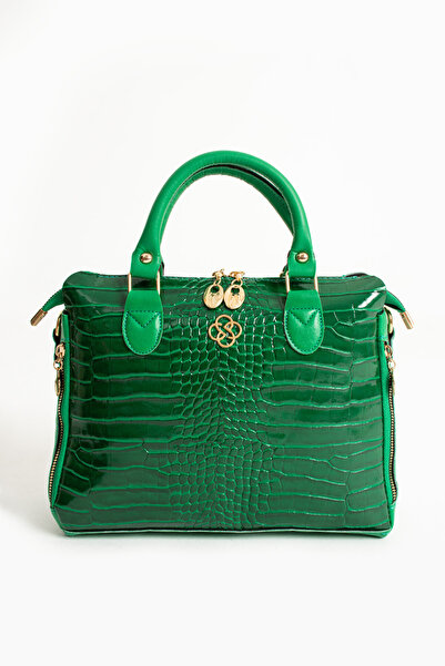 NBİBAGS Geantă de mână și umăr cu fermoar cu model din piele