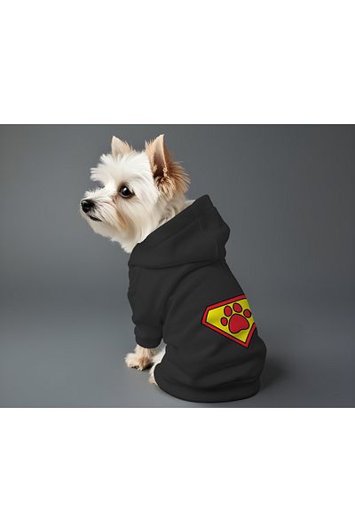 MPZ Pets Cat and Dog Outfit & Dress - Black Hoodie Super Paw