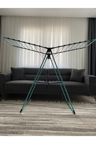 sobapark Turkuaz Renkli Kanatlı Kurutmalık Elbise Çamaşır Kurutmalığı Kalın Borulu Çamaşır Teli