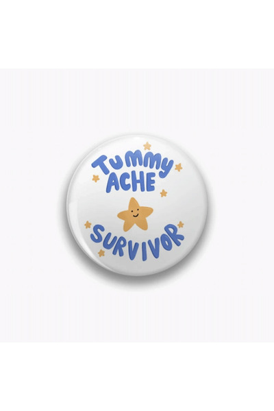 rebelberi Tummy Ache Survivor Yazılı Metal Rozet