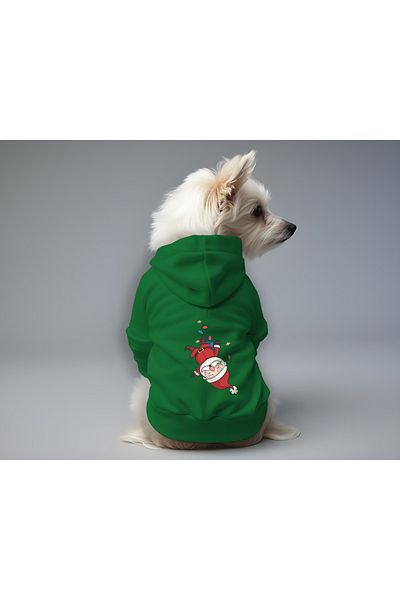 MPZ Pets Cat and Dog Outfit - Green Hoodie & Reverse Christmas Dress