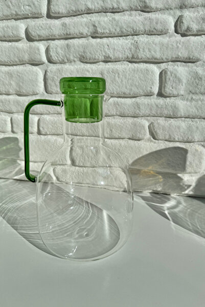 yeninesilevim Yeşil Kapak Ve Kulplu Borosilikat Cam Sürahi 1.9 L