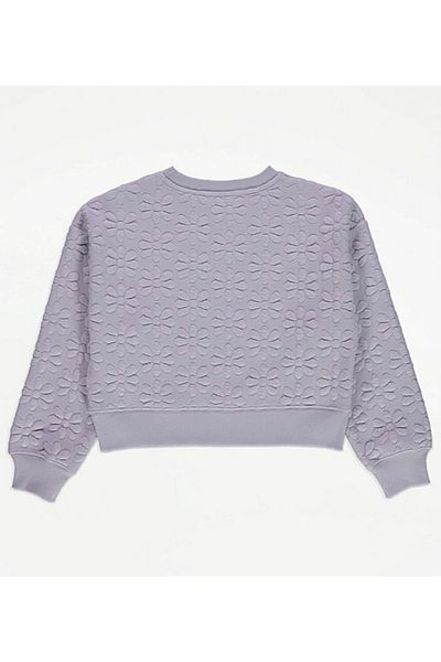Çipil Lilac Embossed Daisy Sweatshirt and Skirt Set