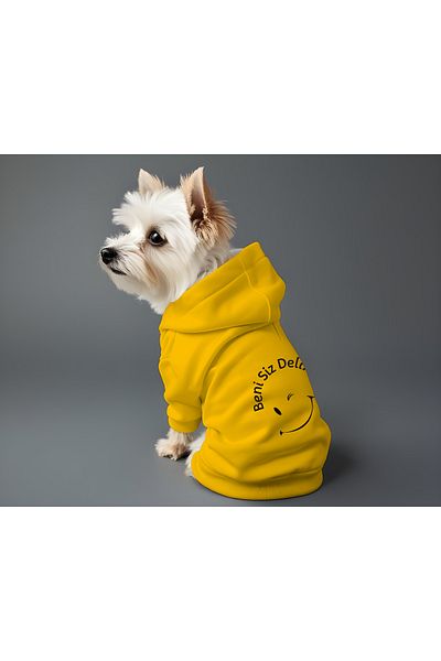 MPZ Pets Cat and Dog Outfit & Gown - Yellow Hoodie You Drive Me Insane