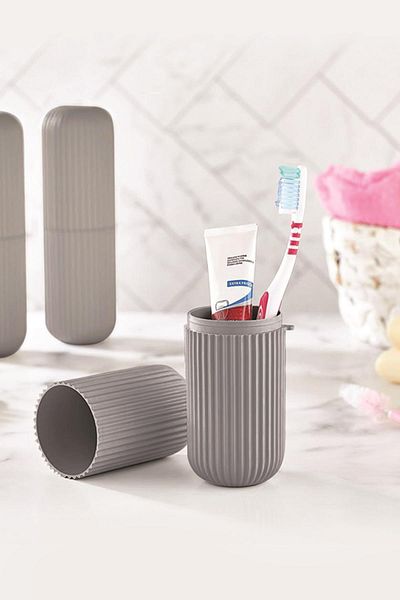 Mu Art Ahşap Gray Travel Type Toothbrush & Accessory Box & Multi-Purpose Storage Container