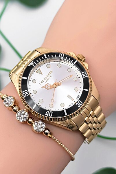 Lee Cooper Lc07593.130 Gold Color Steel Cord&Case Women Wrist Watch 3Atm Water Resistance Zmlc020