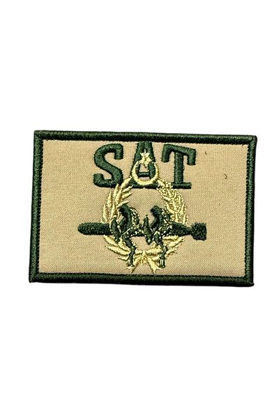 Ex Patch Culoare Maro Fundal Verde Sat Logo Broderie Patch 8 X 5 Cm