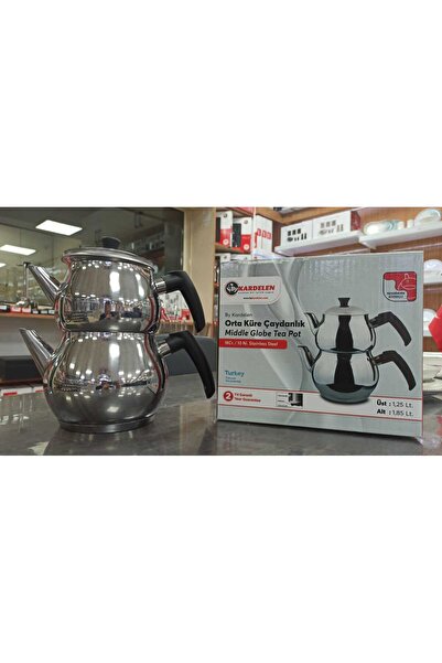 konak züccaciye Orta Boy Küre Çaydanlık Siyah Saplı