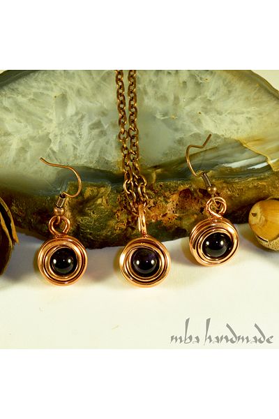 mba handmade jewelry Amethyst Crystal Handmade Pure Copper Authentic Set - Necklace, Chain and Earrings - Handmade Set