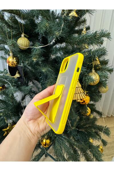 TechTrove İphone 13 / 14 Kılıf Buzlu Tasarımlı Dikey Stand Tasarımlı Silikon Kılıf
