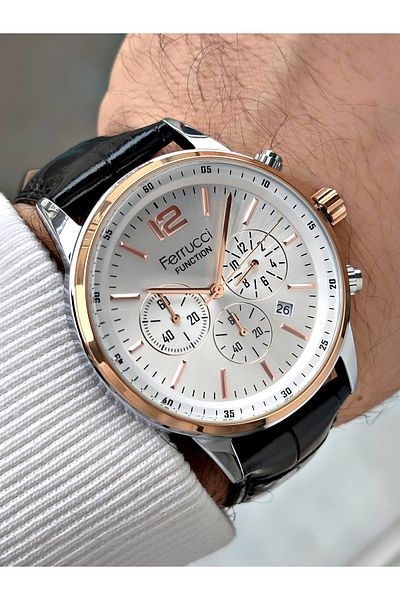 Ferrucci Men's Wristwatch - Waterproof, Functional Leather Cord