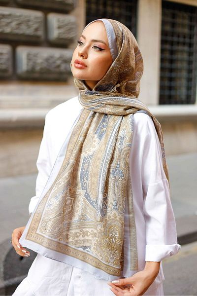 İpekseli Silky Ethnic Pattern Shawl