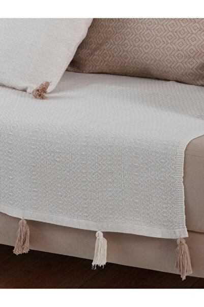 Lux Touch Liva Ecru Seat Cover - 3 Pieces 115X200 Cm, Tufted Sofa Divan Sofa Bed Armchair