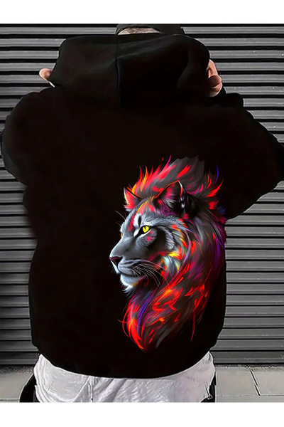 Daxia Unisex Pamuklu Özel Tasarım Neon Renkli Aslan  baskılı Çocuk Sweatshirt...