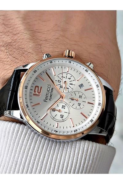 Ferrucci Men's Wristwatch - Waterproof, Functional Leather Cord